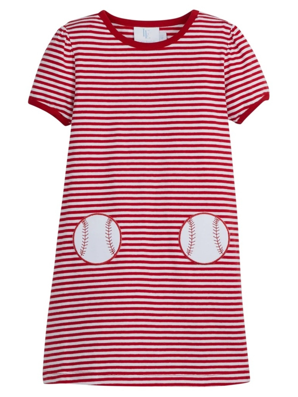 Little English baseball applique dress toddler girl striped pockets short sleeve